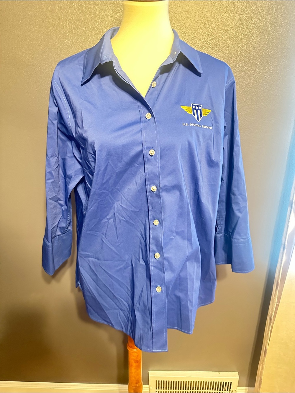 Lands’ End U.S. Digital Service USDS Blue Button Shirt Size 16